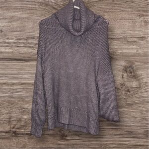 Women's lavender chunky knit Turtleneck Sweater